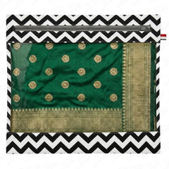 Lukzer 12 Pcs Zigzag Printed Big Size with Zip Closure & Transparent Window Saree Covers (Non-Woven)