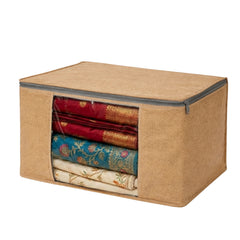 Lukzer 3 Pcs Leather Printed Large Size with Zip Closure & Mesh Window Saree Covers (Non-Woven)