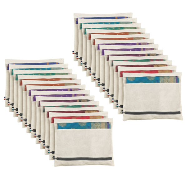 Lukzer 24 Pcs Big Size with Zip Closure & Mesh Window Saree Covers (Cotton)