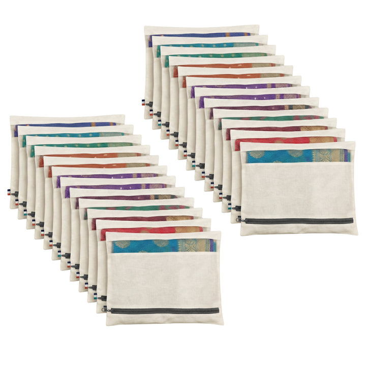 Lukzer 24 Pcs Big Size with Zip Closure & Mesh Window Saree Covers (Cotton)