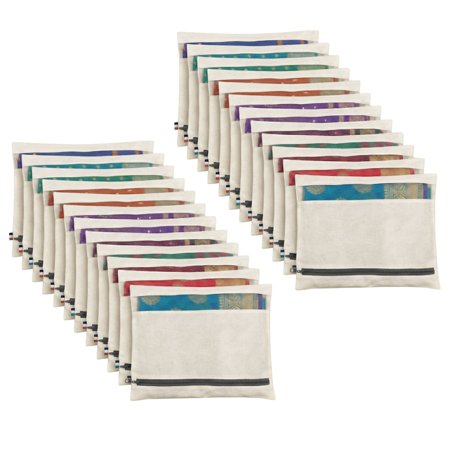 Lukzer 24 Pcs Big Size with Zip Closure & Mesh Window Saree Covers (Cotton)