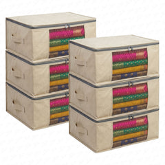 Lukzer 3 Pcs Large Size with Zip Closure & Mesh Window Saree Covers (Cotton)