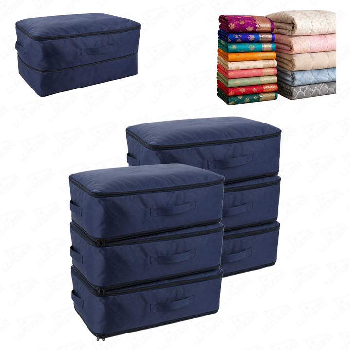 Lukzer Nylon Expandable Self Compression Storage Bag for Clothes & Bedding - 6PC's/Blue