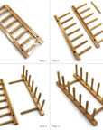 Lukzer 8-Slot Bamboo Plate Stand Rack | Multipurpose Wooden Dish Organizer for Kitchen Cabinet, Countertop & Sink | Natural Wood Dish Drainer for Plates, Lids, Trays & Cutting Boards