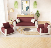 Lukzer Quilted Stipple Blue Sofa Cover Mat with Storage Side Pocket | 350 GSM Polyester Blend Full Coverage with Arms & Back Belt | Machine Washable Sofa Runner.