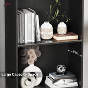 Lukzer 4-Layer Engineered Wood Bookshelf with Door | Multipurpose Rack (MR-020/Black)