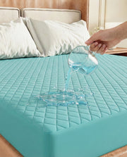 Lukzer Quilted Cotton Waterproof Mattress Protector   Sky Blue (MTP-QSB-001)