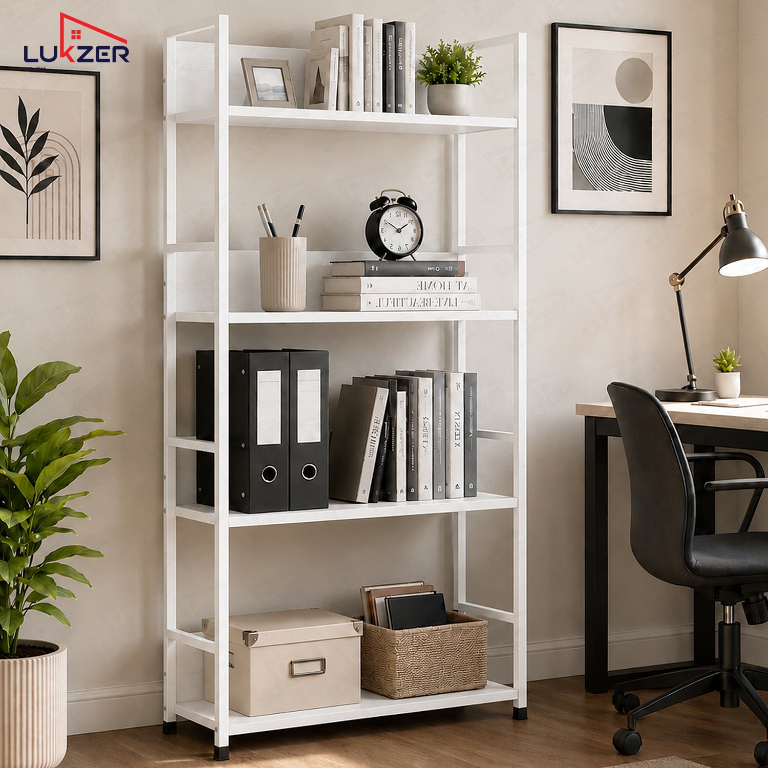 Lukzer 4-Tier Multipurpose Kitchen Organizer Rack (MMR-001/White)