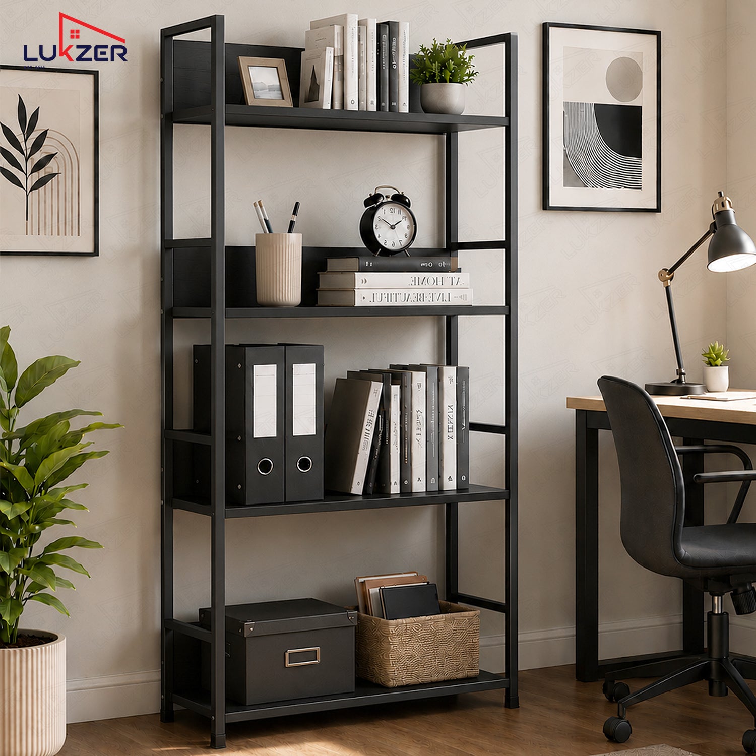 Lukzer 4-Tier Multipurpose Kitchen Organizer Rack (MMR-001/Black)