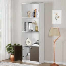 Lukzer 4-Layer Multipurpose Rack with 2 Doors (MR-020) | Engineered Wood in White, Wenge & Oak Brown