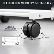 Lukzer Single Rod Metal Garment Rack with Wheels & 2 Bottom Shelves (White)