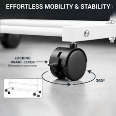 Lukzer Single Rod Metal Garment Rack with Wheels & 2 Bottom Shelves (White)