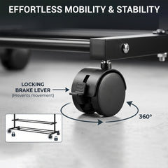 Lukzer Single Rod Metal Garment Rack with Wheels & 2 Bottom Shelves (Black)