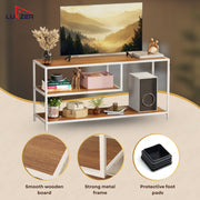 Lukzer Metal & Engineered Wood TV Unit Stand with Open Shelves | Ideal for TVs Up to 43 Inch (MTU-001)