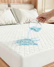 Lukzer Quilted Cotton Waterproof Mattress Protector   White (MTP-QWH-001)